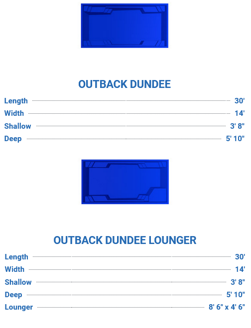 Outback Dundee Fiberglass Pool Dimensions
